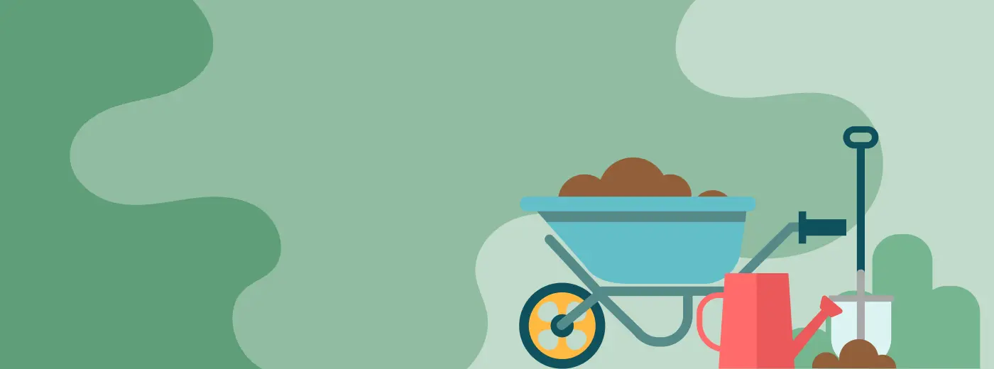 Flowers, vegetable garden and orchard