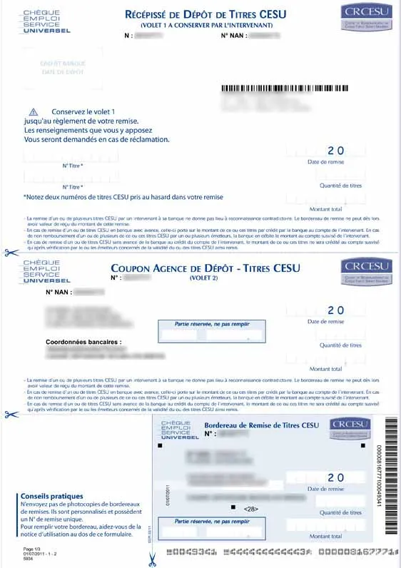 Bordereaux de remise personnalisé CRCESU