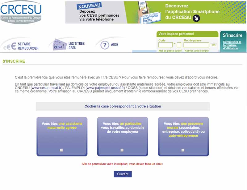 S'inscrire au CR CESU quand on est particulier