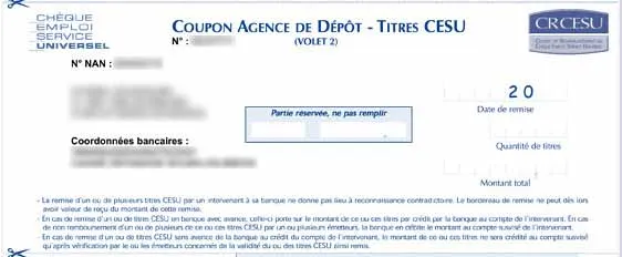 Le volet 2 du bordereau de remise personnalisé CRCESU