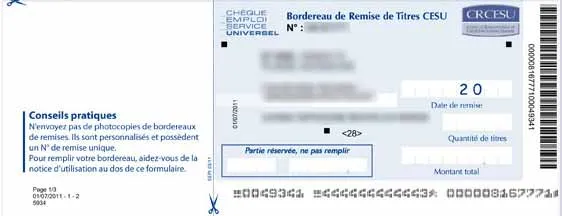 Le volet 3 du bordereau de remise personnalisé CRCESU